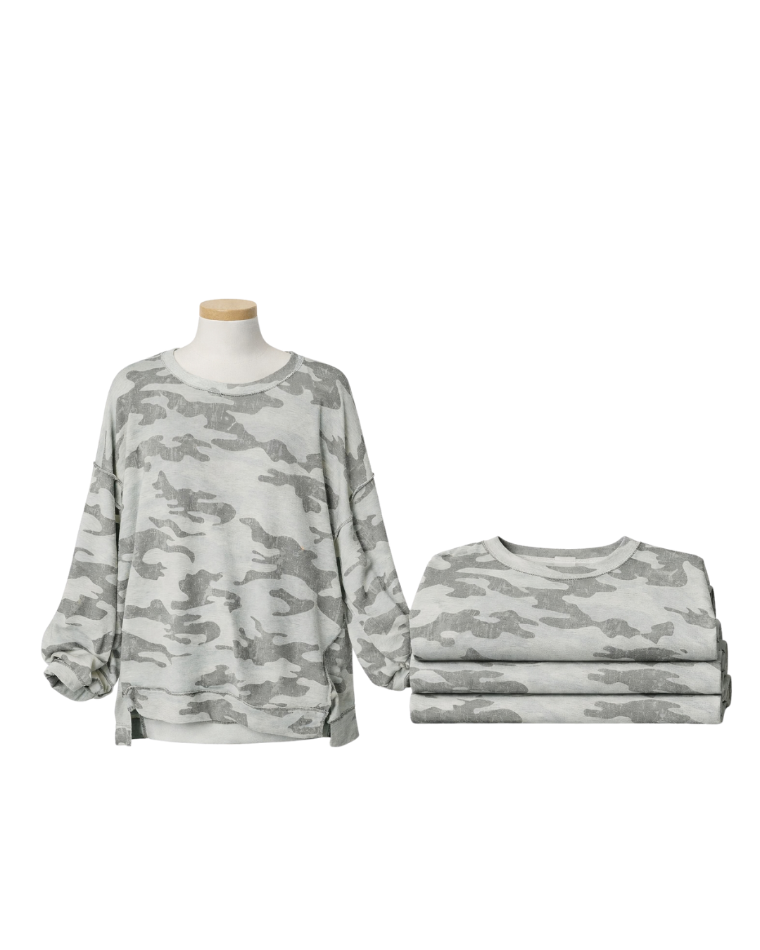 Distressed Camo Pullover