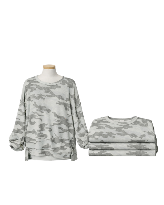 Distressed Camo Pullover