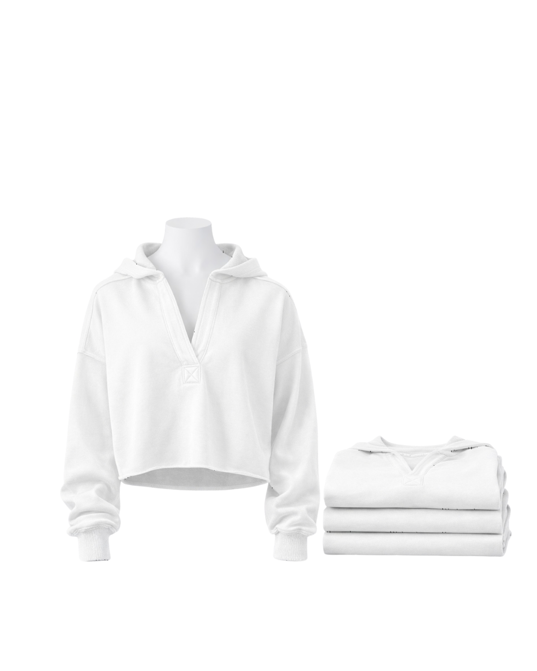 V-Neck Hooded Pullover Sweater Loose Fit Long Sleeve Top